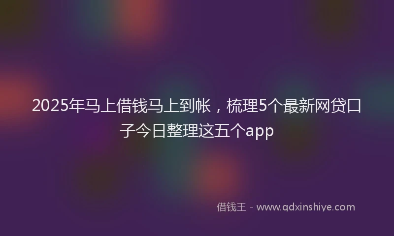 2025年马上借钱马上到帐,梳理5个最新网贷口子今日整理这五个app