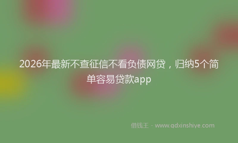 2026年最新不查征信不看负债网贷，归纳5个简单容易贷款app