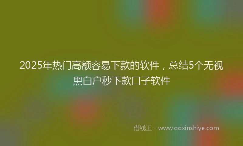 2025年热门高额容易下款的软件，总结5个无视黑白户秒下款口子软件