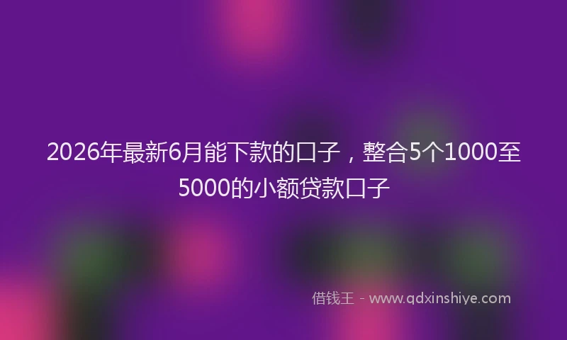 2026年最新6月能下款的口子，整合5个1000至5000的小额贷款口子