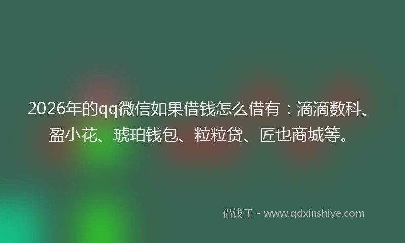 2026年的qq微信如果借钱怎么借有:滴滴数科、盈小花、琥珀钱包、粒粒贷、匠也商城等。