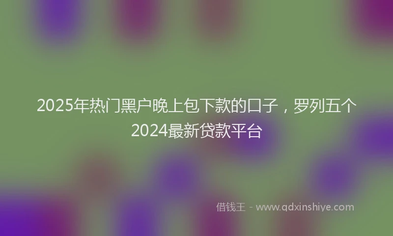 2025年热门黑户晚上包下款的口子,罗列五个2024最新贷款平台
