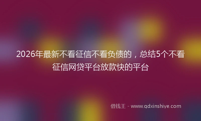 2026年最新不看征信不看负债的,总结5个不看征信网贷平台放款快的平台