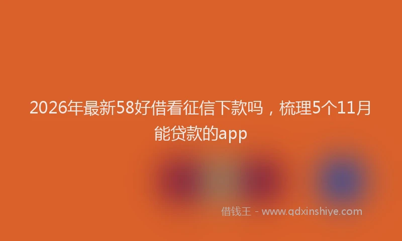 2026年最新58好借看征信下款吗,梳理5个11月能贷款的app