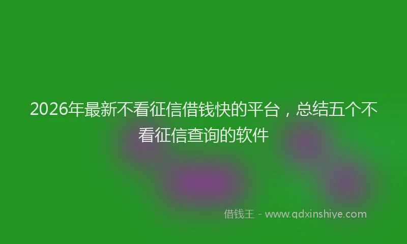2026年最新不看征信借钱快的平台，总结五个不看征信查询的软件
