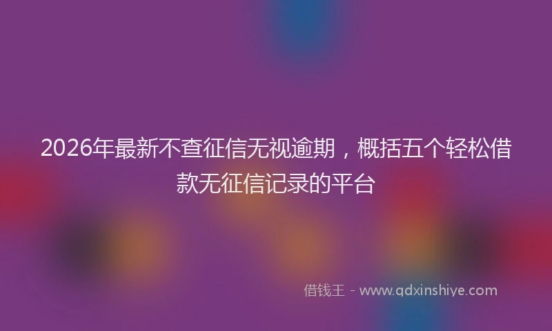 2026年最新不查征信无视逾期，概括五个轻松借款无征信记录的平台