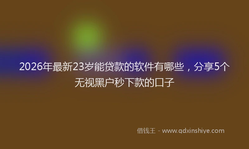 2026年最新23岁能贷款的软件有哪些，分享5个无视黑户秒下款的口子