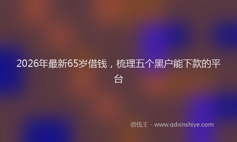 2026年最新65岁借钱，梳理五个黑户能下款的平台