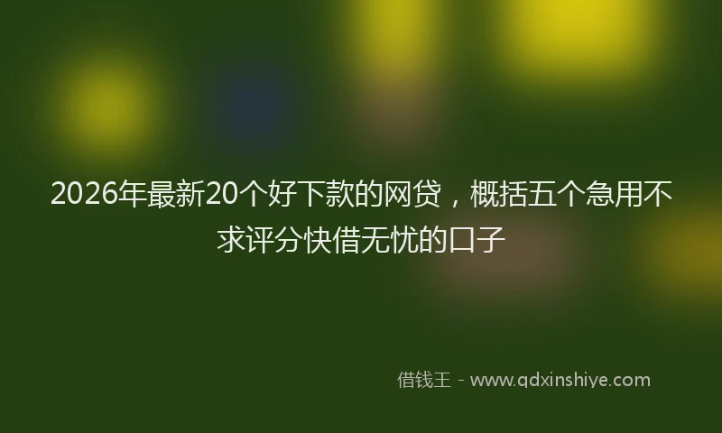 2026年最新20个好下款的网贷,概括五个急用不求评分快借无忧的口子