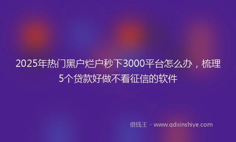 2025年热门黑户烂户秒下3000平台怎么办,梳理5个贷款好做不看征信的软件