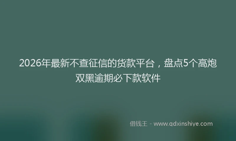 2026年最新不查征信的货款平台,盘点5个高炮双黑逾期必下款软件