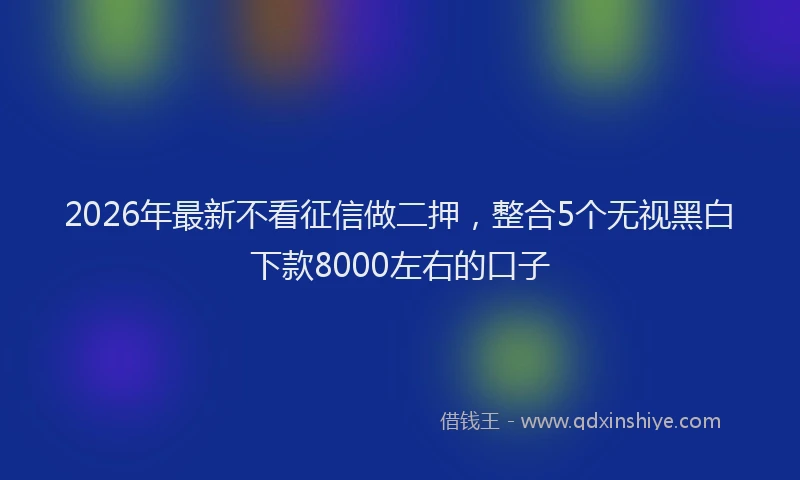 2026年最新不看征信做二押,整合5个无视黑白下款8000左右的口子