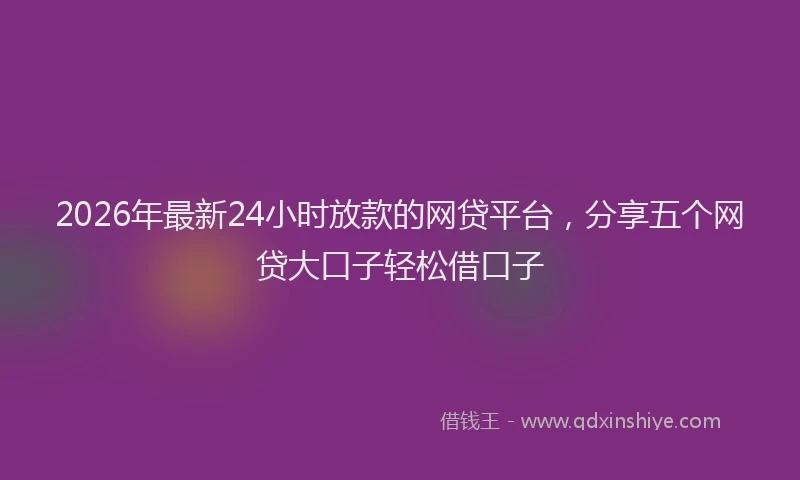 2026年最新24小时放款的网贷平台,分享五个网贷大口子轻松借口子