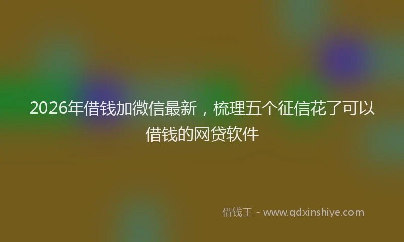 2026年借钱加微信最新，梳理五个征信花了可以借钱的网贷软件
