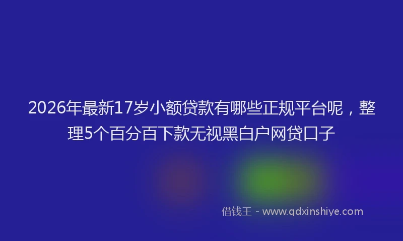 2026年最新17岁小额贷款有哪些正规平台呢，整理5个百分百下款无视黑白户网贷口子
