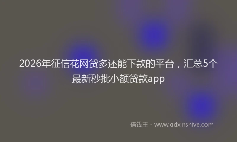 2026年征信花网贷多还能下款的平台，汇总5个最新秒批小额贷款app