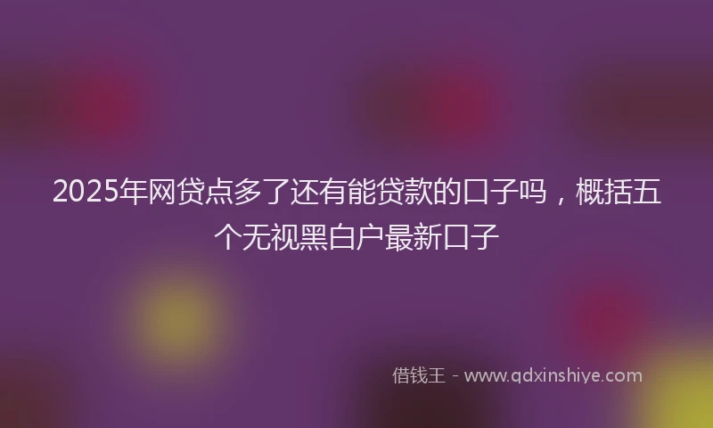 2025年网贷点多了还有能贷款的口子吗，概括五个无视黑白户最新口子