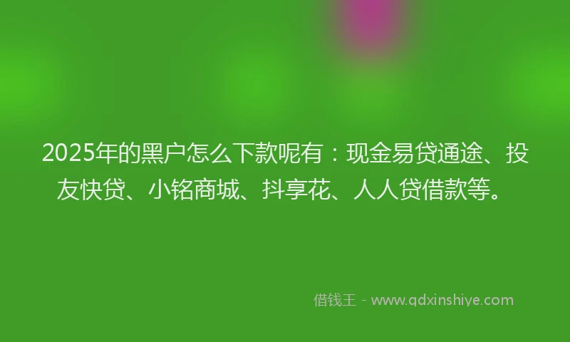 2025年的黑户怎么下款呢有：现金易贷通途、投友快贷、小铭商城、抖享花、人人贷借款等。
