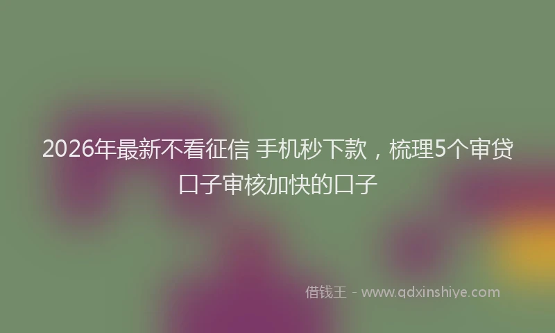 2026年最新不看征信 手机秒下款，梳理5个审贷口子审核加快的口子