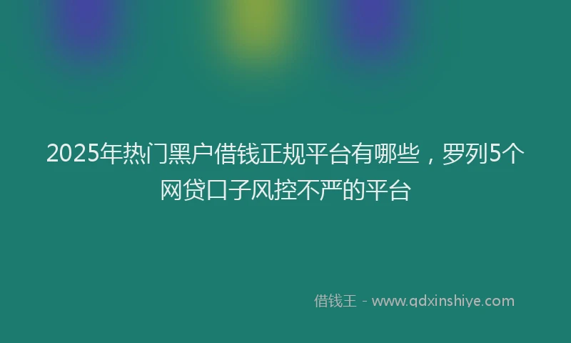 2025年热门黑户借钱正规平台有哪些，罗列5个网贷口子风控不严的平台