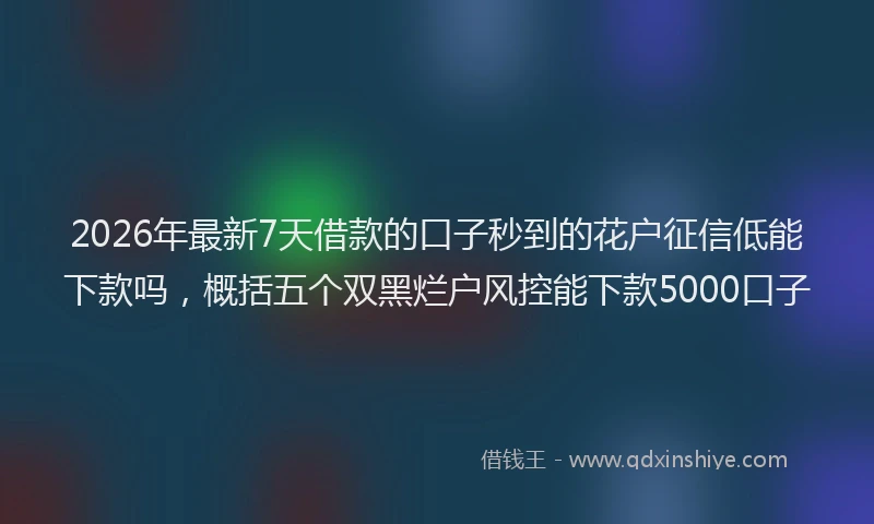 2026年最新7天借款的口子秒到的花户征信低能下款吗，概括五个双黑烂户风控能下款5000口子