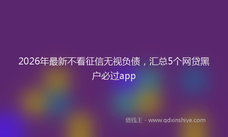 2026年最新不看征信无视负债,汇总5个网贷黑户必过app