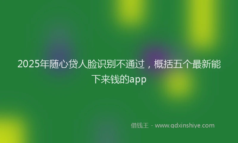 2025年随心贷人脸识别不通过,概括五个最新能下来钱的app