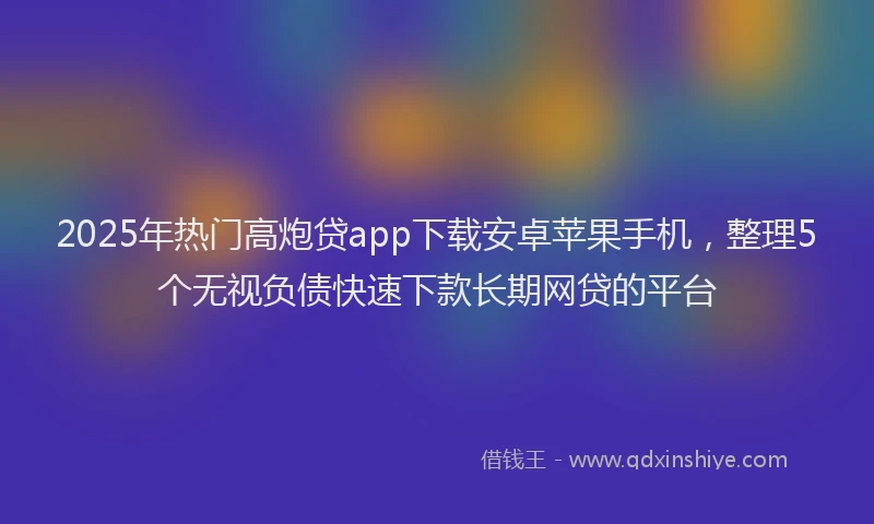 2025年热门高炮贷app下载安卓苹果手机，整理5个无视负债快速下款长期网贷的平台