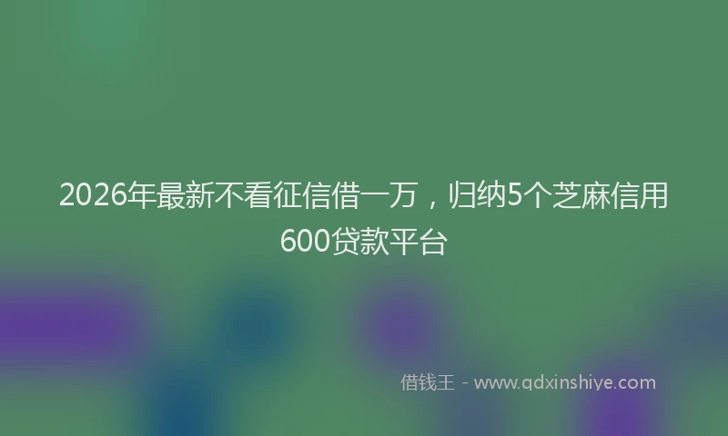 2026年最新不看征信借一万，归纳5个芝麻信用600贷款平台