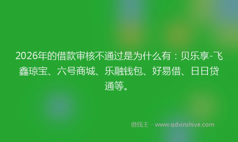 2026年的借款审核不通过是为什么有：贝乐享-飞鑫琼宝、六号商城、乐融钱包、好易借、日日贷通等。