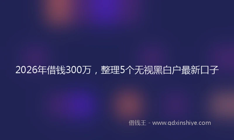 2026年借钱300万，整理5个无视黑白户最新口子