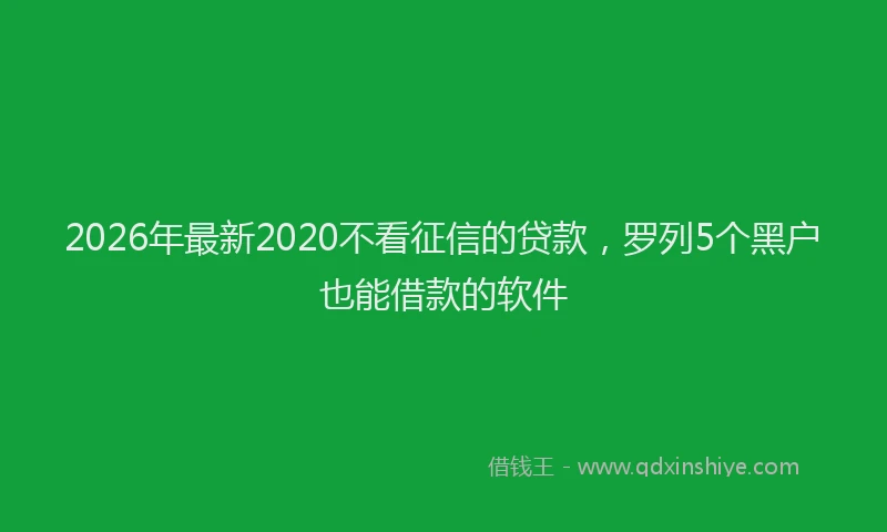 2026年最新2020不看征信的贷款,罗列5个黑户也能借款的软件