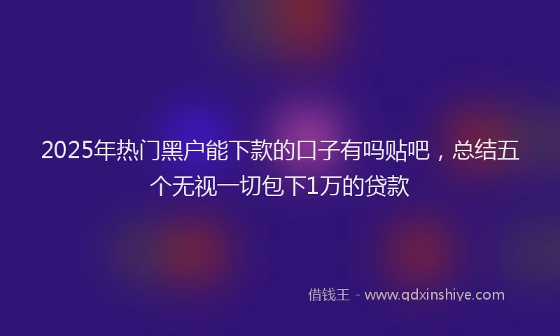 2025年热门黑户能下款的口子有吗贴吧,总结五个无视一切包下1万的贷款