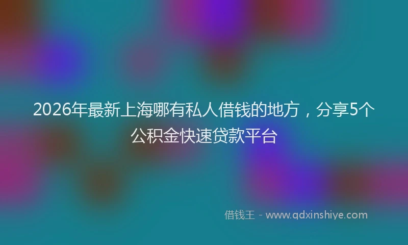 2026年最新上海哪有私人借钱的地方，分享5个公积金快速贷款平台