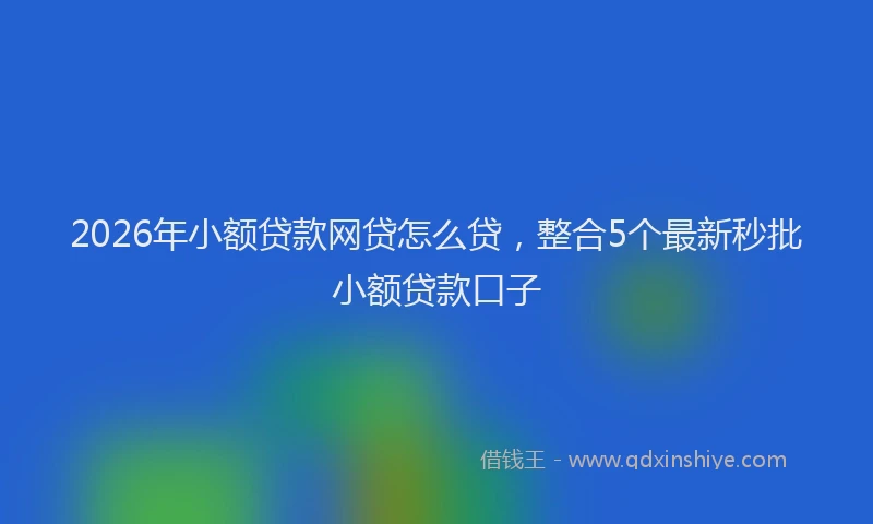 2026年小额贷款网贷怎么贷，整合5个最新秒批小额贷款口子