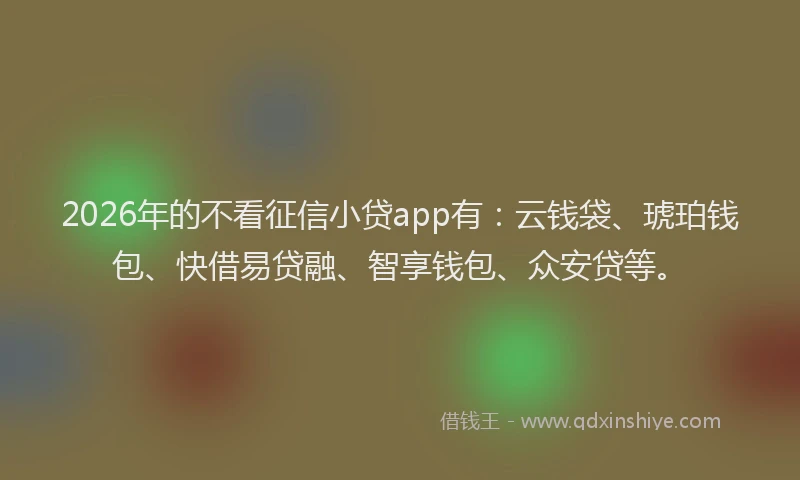 2026年的不看征信小贷app有：云钱袋、琥珀钱包、快借易贷融、智享钱包、众安贷等。