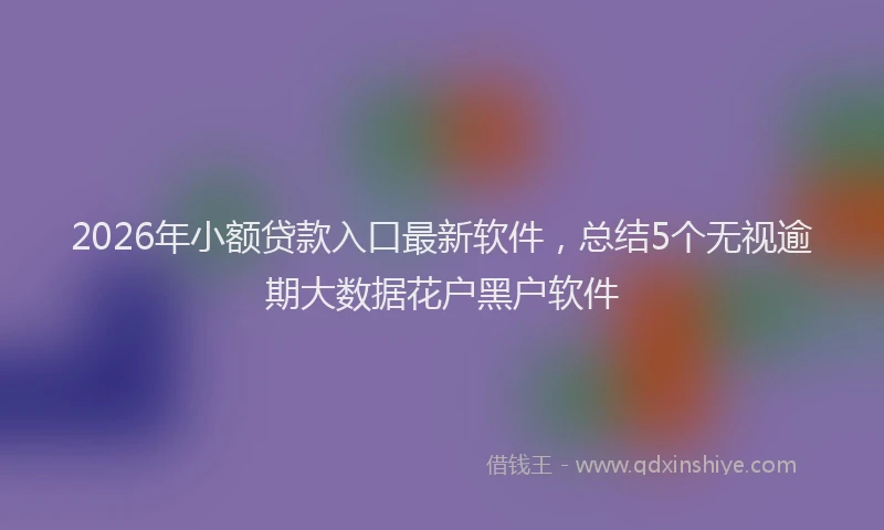 2026年小额贷款入口最新软件，总结5个无视逾期大数据花户黑户软件