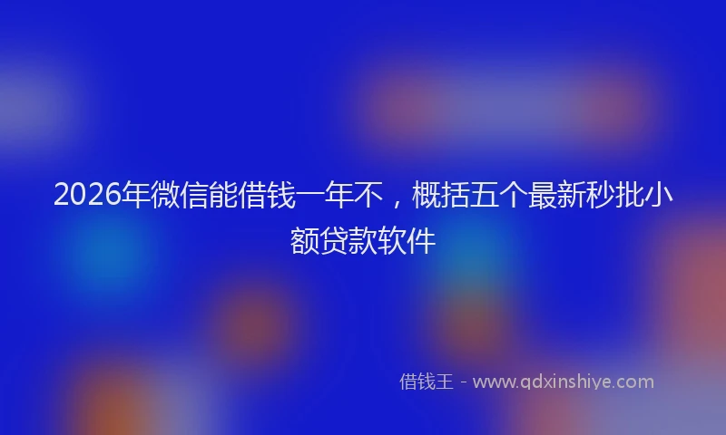 2026年微信能借钱一年不，概括五个最新秒批小额贷款软件