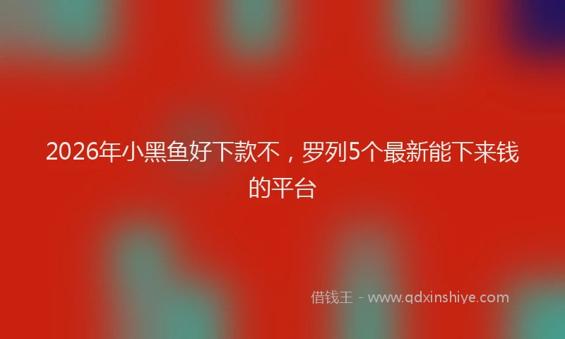 2026年小黑鱼好下款不，罗列5个最新能下来钱的平台