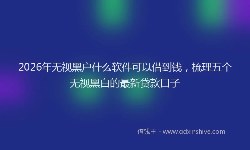 2026年无视黑户什么软件可以借到钱,梳理五个无视黑白的最新贷款口子