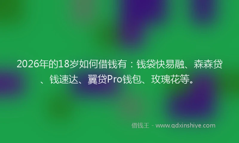 2026年的18岁如何借钱有：钱袋快易融、森森贷、钱速达、翼贷Pro钱包、玫瑰花等。