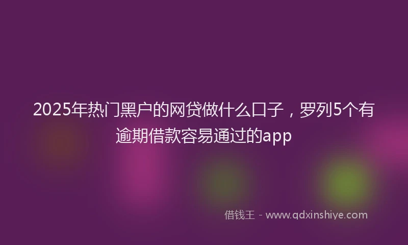 2025年热门黑户的网贷做什么口子，罗列5个有逾期借款容易通过的app
