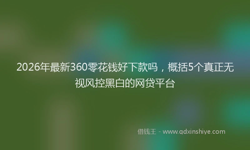 2026年最新360零花钱好下款吗，概括5个真正无视风控黑白的网贷平台