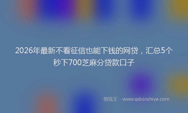 2026年最新不看征信也能下钱的网贷，汇总5个秒下700芝麻分贷款口子