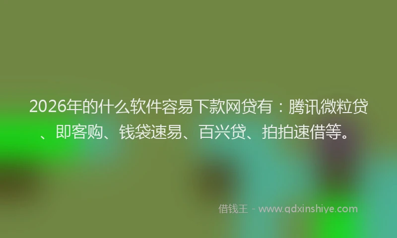 2026年的什么软件容易下款网贷有：腾讯微粒贷、即客购、钱袋速易、百兴贷、拍拍速借等。