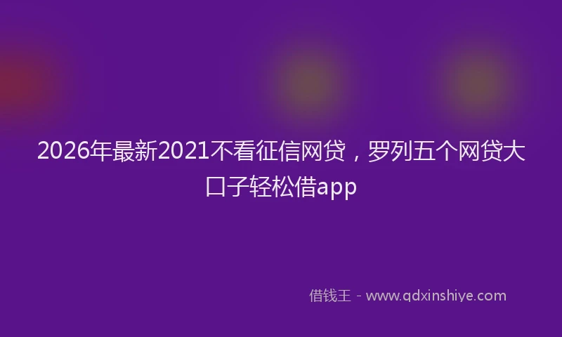 2026年最新2021不看征信网贷，罗列五个网贷大口子轻松借app