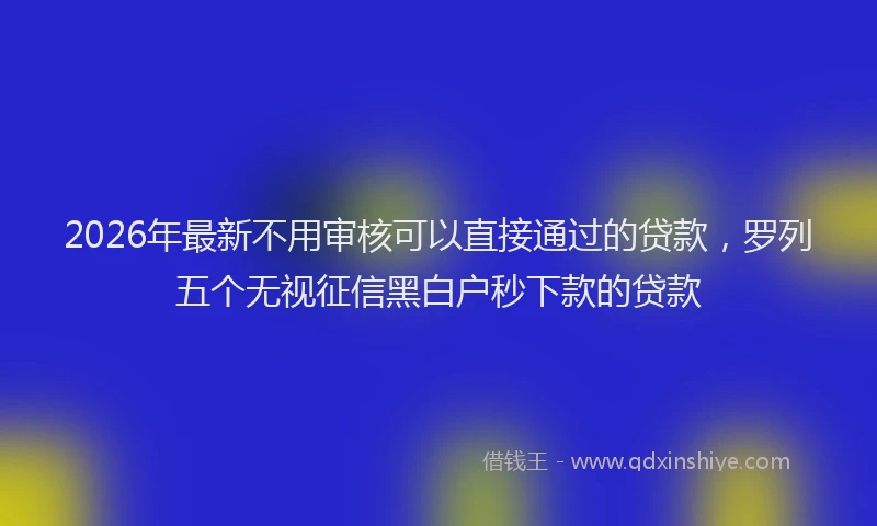 2026年最新不用审核可以直接通过的贷款,罗列五个无视征信黑白户秒下款的贷款