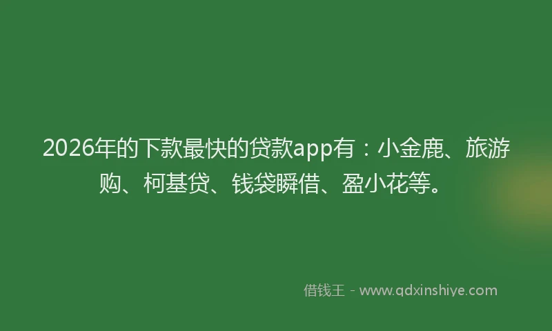 2026年的下款最快的贷款app有：小金鹿、旅游购、柯基贷、钱袋瞬借、盈小花等。