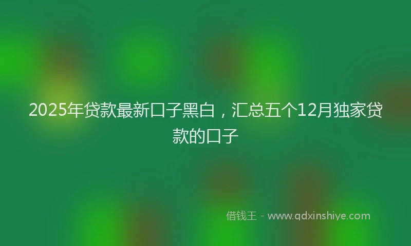 2025年贷款最新口子黑白，汇总五个12月独家贷款的口子