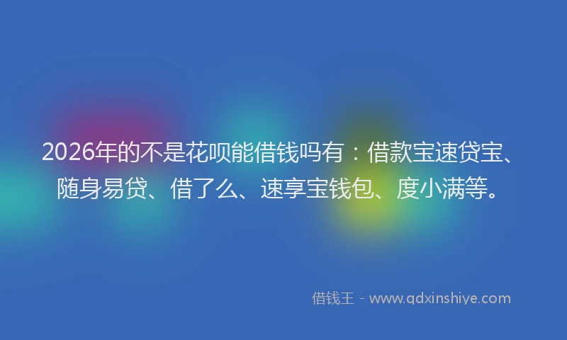 2026年的不是花呗能借钱吗有:借款宝速贷宝、随身易贷、借了么、速享宝钱包、度小满等。